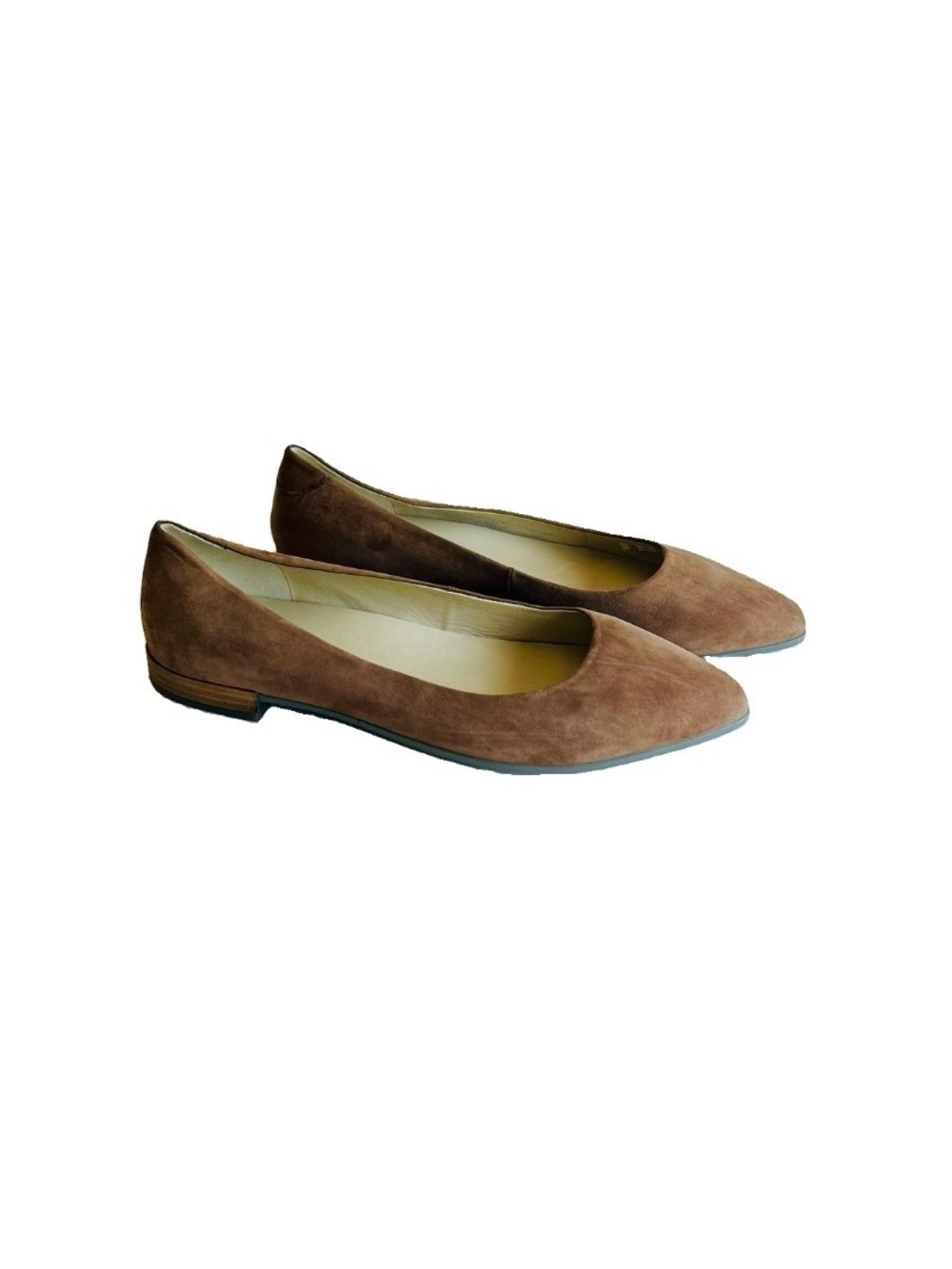 Ecco Cocoa Brown Suede Leather Point Toe Rubber Outsole Flats size EUR39, US8.5